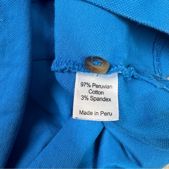Perlis Polo Shirt Mens Medium Blue Casual Embroidered Red Crawfish Cotton Peru - Picture 6 of 8